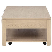 Marcelo Wood Coffee Table with 2 Drawers and Shelf Light Elm