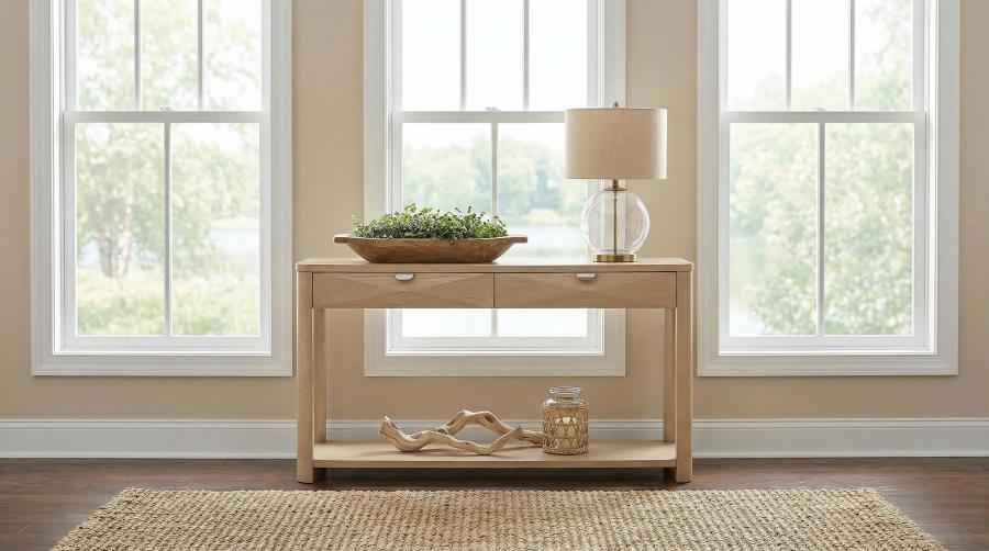 Marcelo Sofa Console Table with 2 Drawers and Shelf Light Elm
