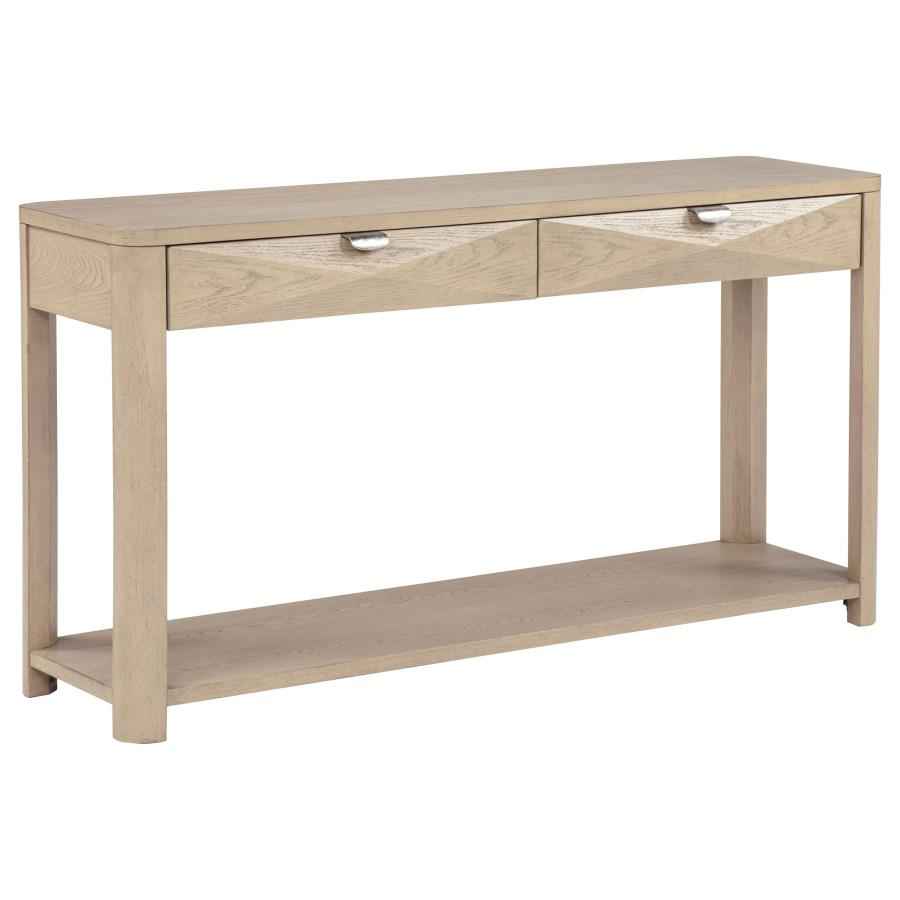 Marcelo Sofa Console Table with 2 Drawers and Shelf Light Elm