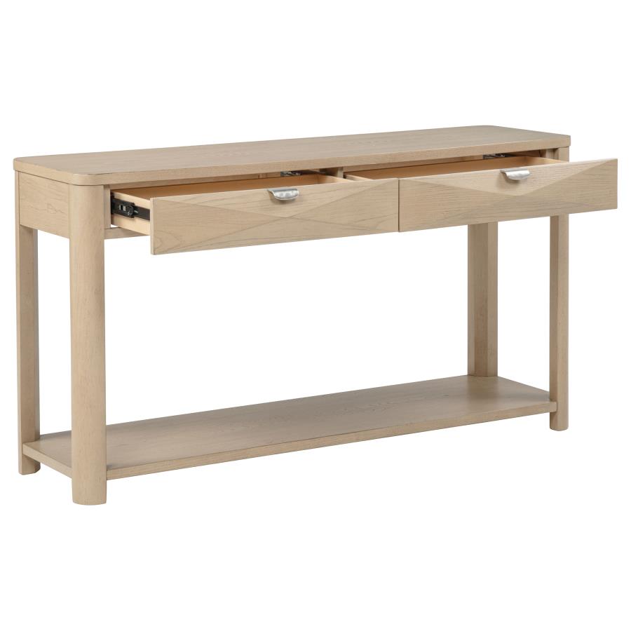 Home & Sleep Outlet - Marcelo Sofa Console Table with 2 Drawers and Shelf Light Elm