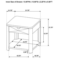 Marcelo Wood End Table with Drawer and Shelf Coffee