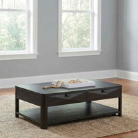 Marcelo Wood Coffee Table with 2 Drawers and Shelf Coffee