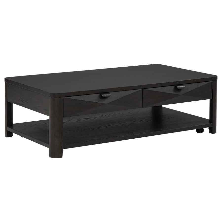 Marcelo Wood Coffee Table with 2 Drawers and Shelf Coffee