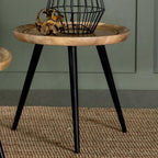 Home & Sleep Outlet - Zoe Round Mango Wood Side End Table Natural and Black