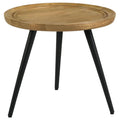 Home & Sleep Outlet - Zoe Round Mango Wood Side End Table Natural and Black