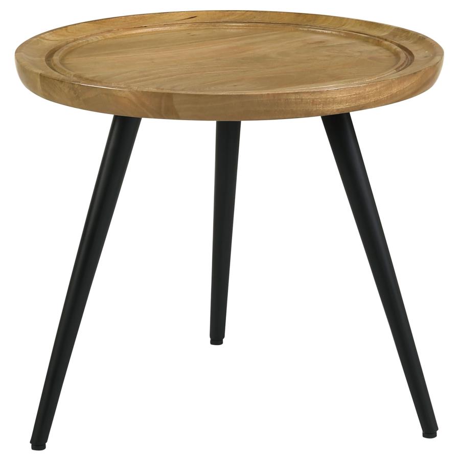 Home & Sleep Outlet - Zoe Round Mango Wood Side End Table Natural and Black