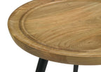 Home & Sleep Outlet - Zoe Round Mango Wood Side End Table Natural and Black