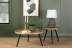 Home & Sleep Outlet - Zoe Round Mango Wood Side End Table Natural and Black