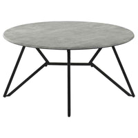 Hadi Round SmartTop Coffee Table Cement and Gunmetal