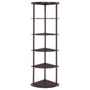 Bonwick 72-inch 5-shelf Corner Bookshelf Cappuccino