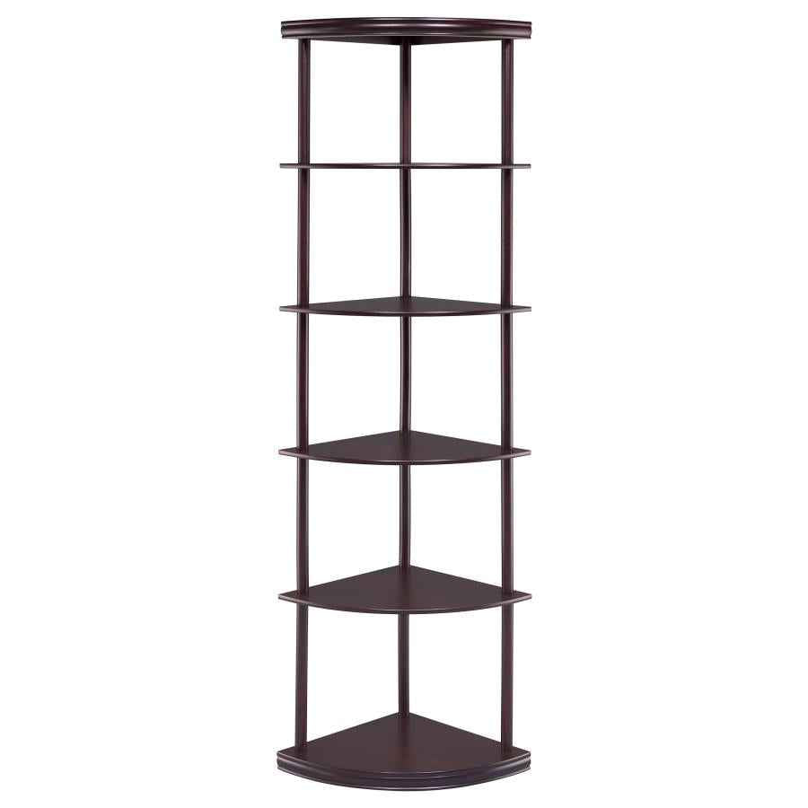 Bonwick 72-inch 5-shelf Corner Bookshelf Cappuccino
