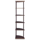 Bonwick 72-inch 5-shelf Corner Bookshelf Cappuccino