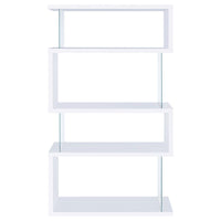 Emelle 63-inch 4-shelf Glass Panel Bookshelf White