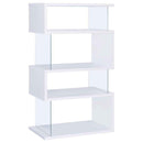 Emelle 63-inch 4-shelf Glass Panel Bookshelf White