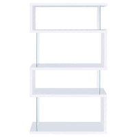 Emelle 63-inch 4-shelf Glass Panel Bookshelf White