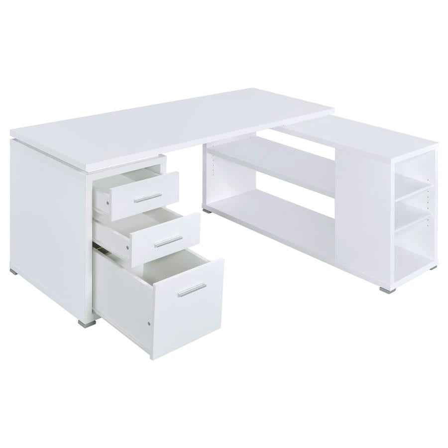 Yvette 60-inch 3-drawer L-Shape Computer Desk White