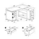 Yvette 60-inch 3-drawer L-Shape Computer Desk Cappuccino