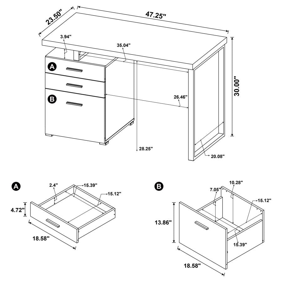 Home & Sleep Outlet - Brennan 47-inch 3-drawer Office Computer Desk Mango