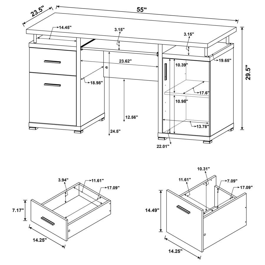 Home & Sleep Outlet - Tracy 55-inch 2-drawer Office Computer Desk Mango