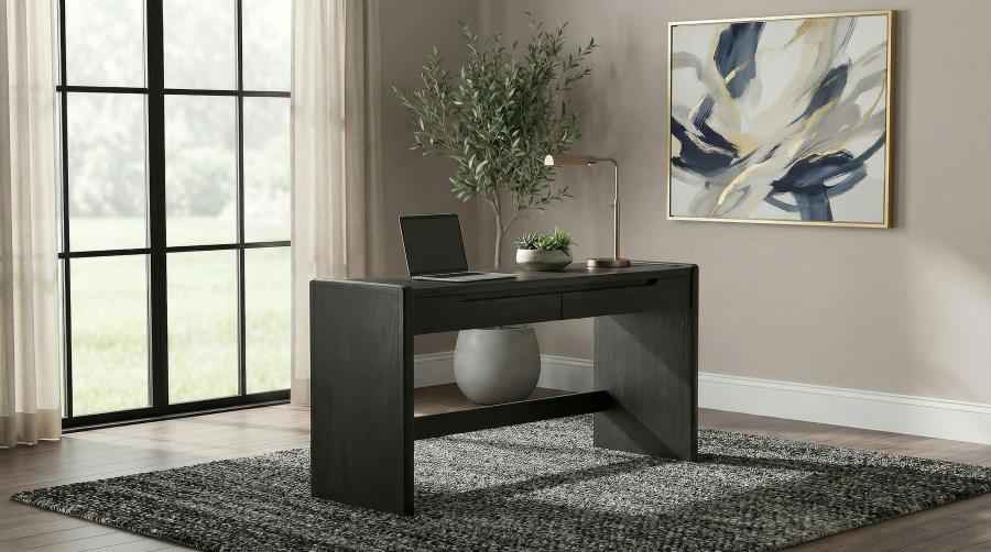 Leandro 2-drawer Home Office Writing Desk Burnished Black