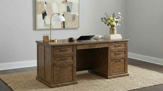 Altidore 68-inch 7-drawer Executive Home Office Desk Distressed Brown