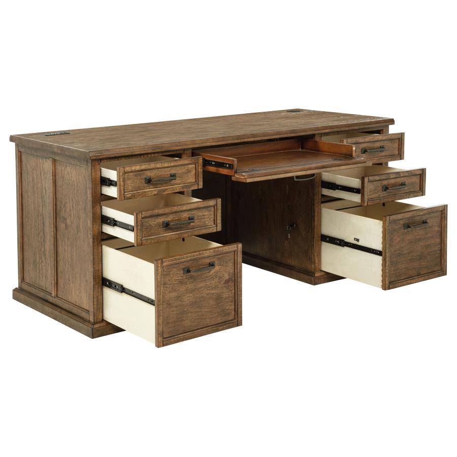 Home & Sleep Outlet - Altidore 68-inch 7-drawer Executive Home Office Desk Distressed Brown