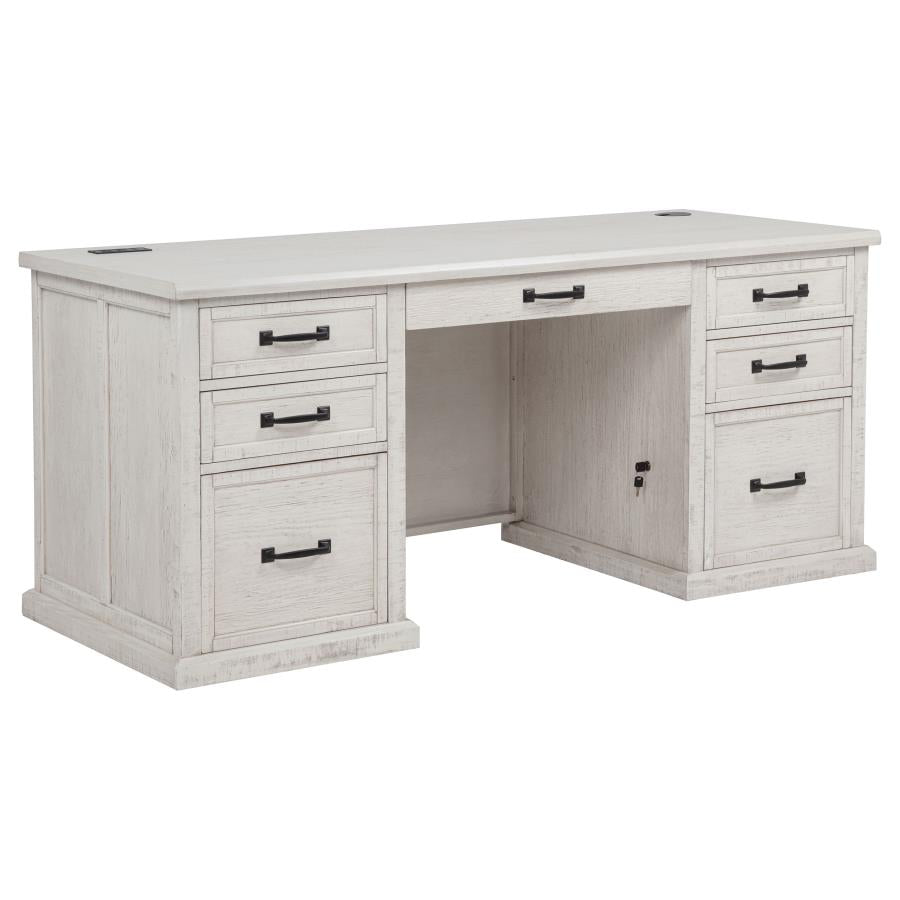 Home & Sleep Outlet - Altidore 68-inch 7-drawer Executive Home Office Desk Distressed White