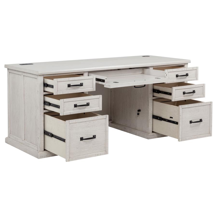 Home & Sleep Outlet - Altidore 68-inch 7-drawer Executive Home Office Desk Distressed White