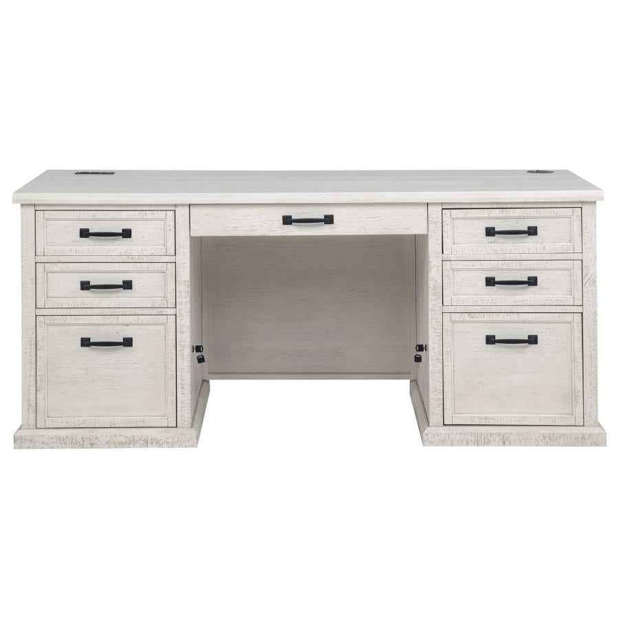 Altidore 68-inch 7-drawer Executive Home Office Desk Distressed White