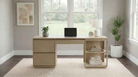 Harkes 75-inch 3-drawer Computer Desk with Adjustable Shelf Light Elm