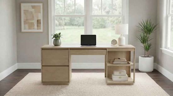 Harkes 75-inch 3-drawer Computer Desk with Adjustable Shelf Light Elm