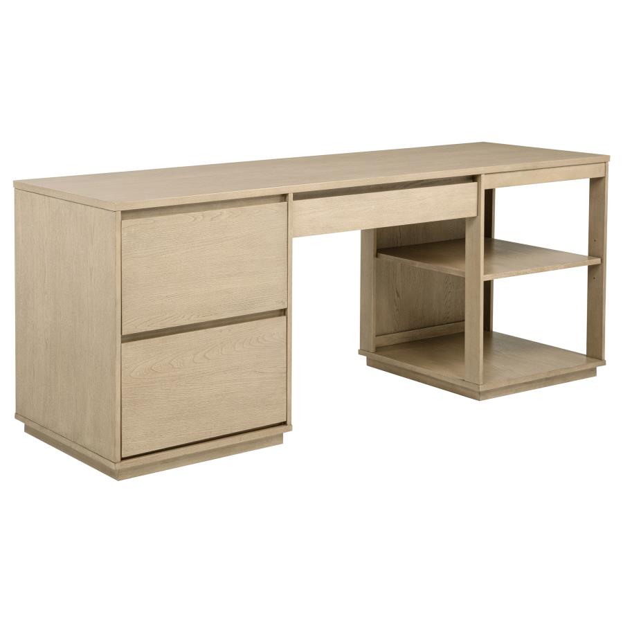 Home & Sleep Outlet - Harkes 75-inch 3-drawer Computer Desk with Adjustable Shelf Light Elm