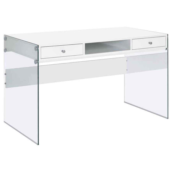 Dobrev 48-inch 2-drawer Writing Desk White High Gloss