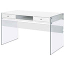 Dobrev 48-inch 2-drawer Writing Desk White High Gloss