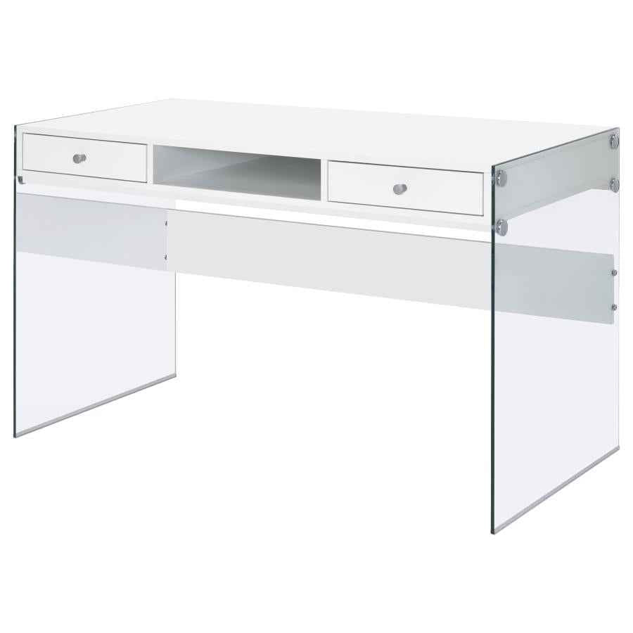 Dobrev 48-inch 2-drawer Writing Desk White High Gloss