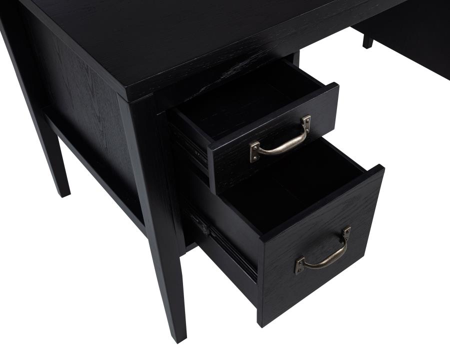 Home & Sleep Outlet - Graham 54-inch 4-drawer Double Pedestal Lift Top Computer Desk Black