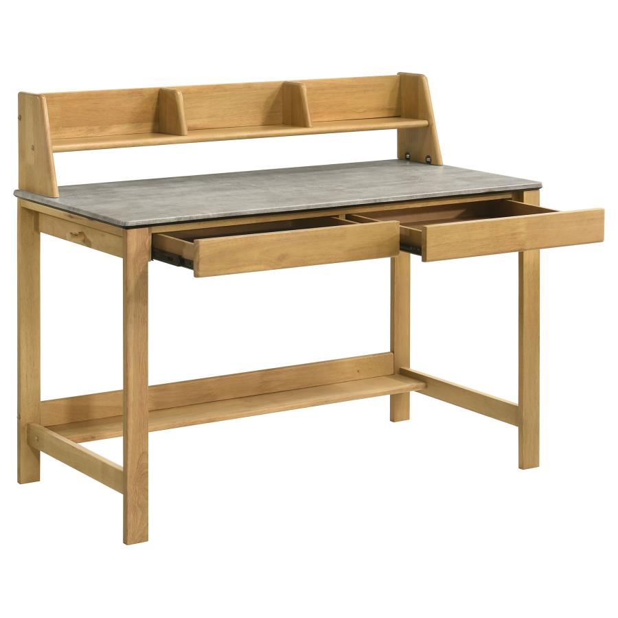 Home & Sleep Outlet - Besler 47-inch SmartTop Writing Desk with Shelf Cement and Natural