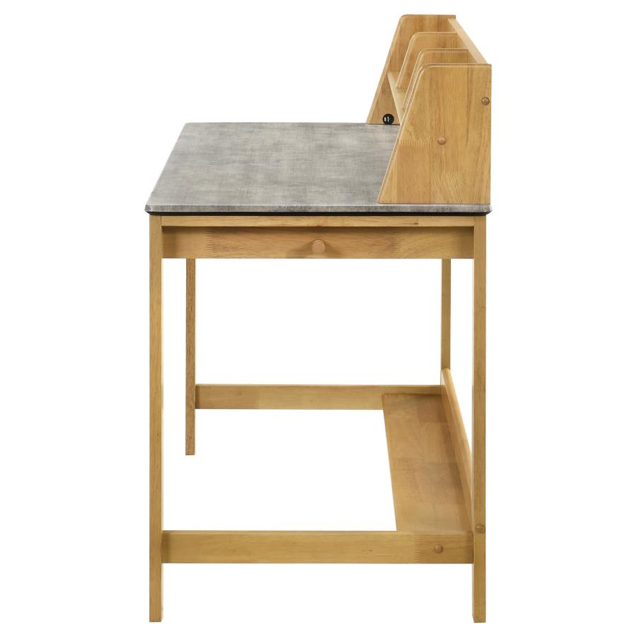 Home & Sleep Outlet - Besler 47-inch SmartTop Writing Desk with Shelf Cement and Natural