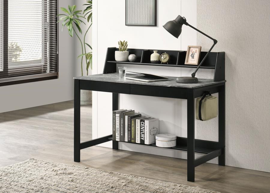 Home & Sleep Outlet - Besler 47-inch SmartTop Writing Desk with Shelf Grey Stone and Black