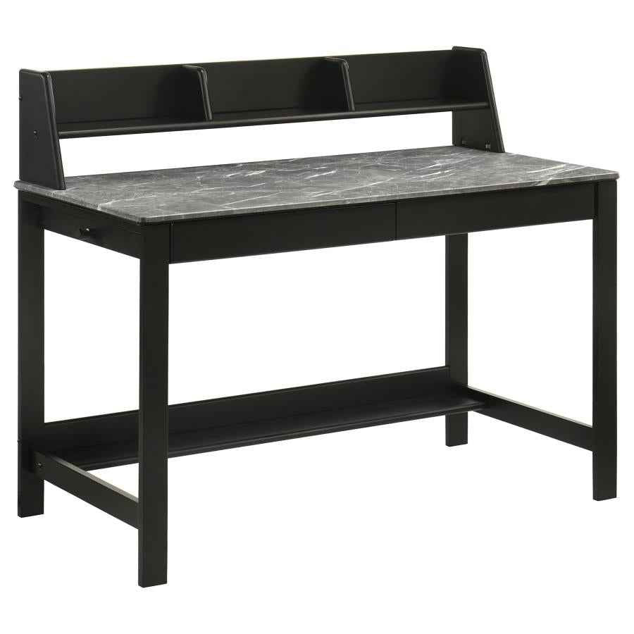 Besler 47-inch SmartTop Writing Desk with Shelf Grey Stone and Black