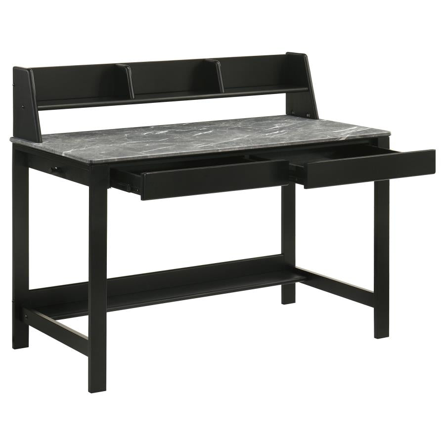 Home & Sleep Outlet - Besler 47-inch SmartTop Writing Desk with Shelf Grey Stone and Black