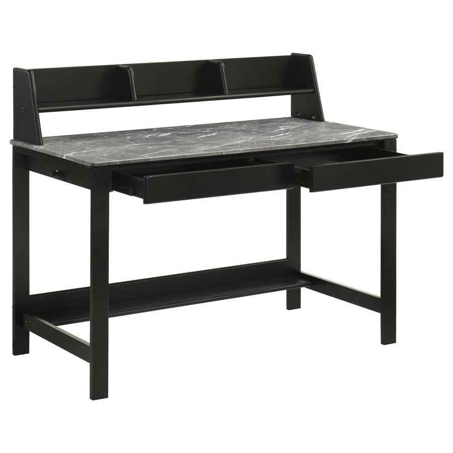 Besler 47-inch SmartTop Writing Desk with Shelf Grey Stone and Black