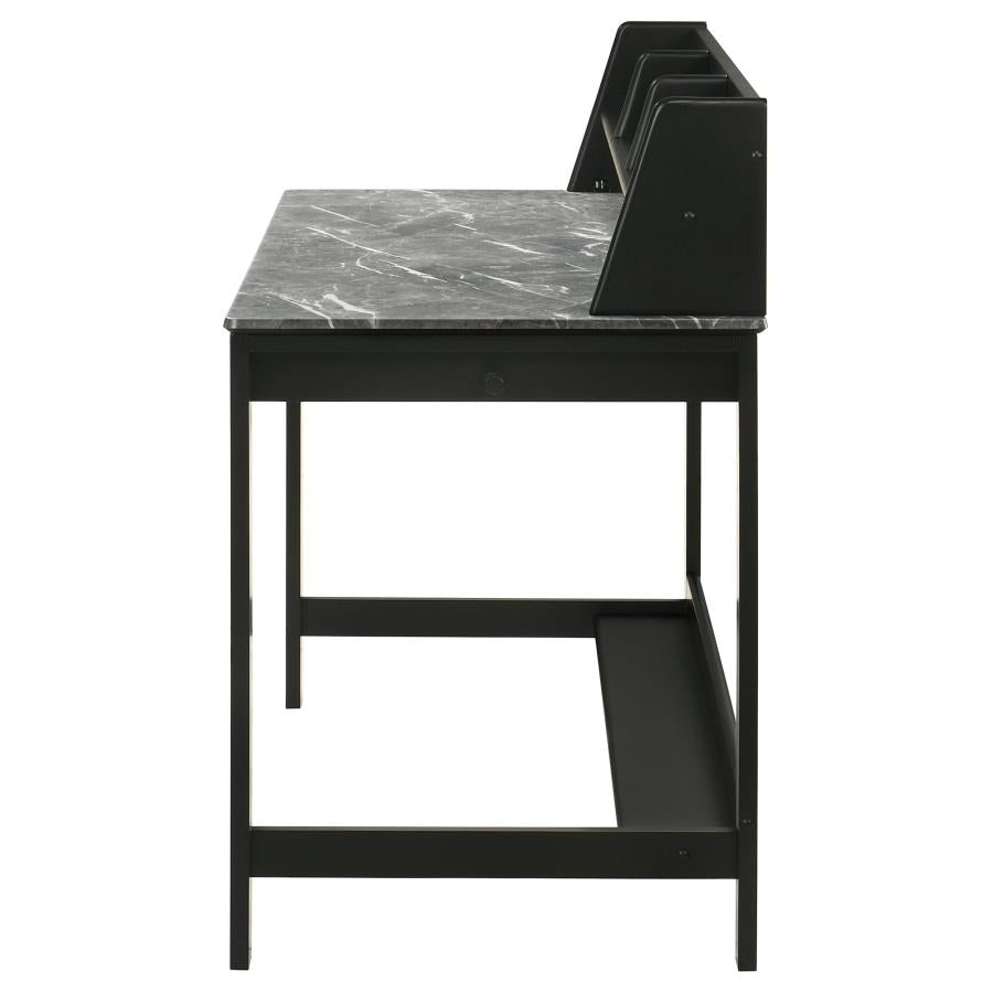 Home & Sleep Outlet - Besler 47-inch SmartTop Writing Desk with Shelf Grey Stone and Black