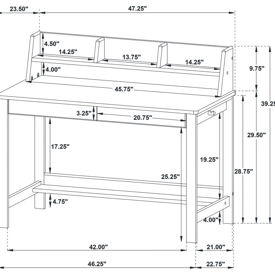 Home & Sleep Outlet - Besler 47-inch SmartTop Writing Desk with Shelf Grey Stone and Black