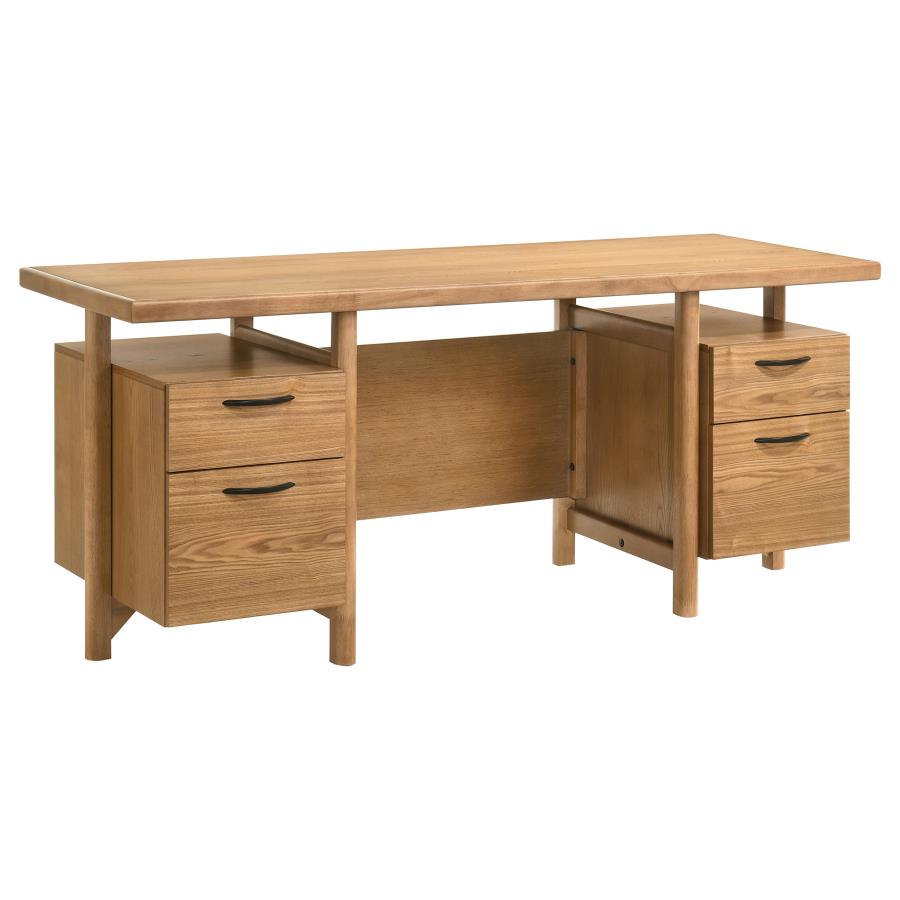 Home & Sleep Outlet - Roldan 69-inch 4-drawer Computer Desk with File Drawer Light Ash