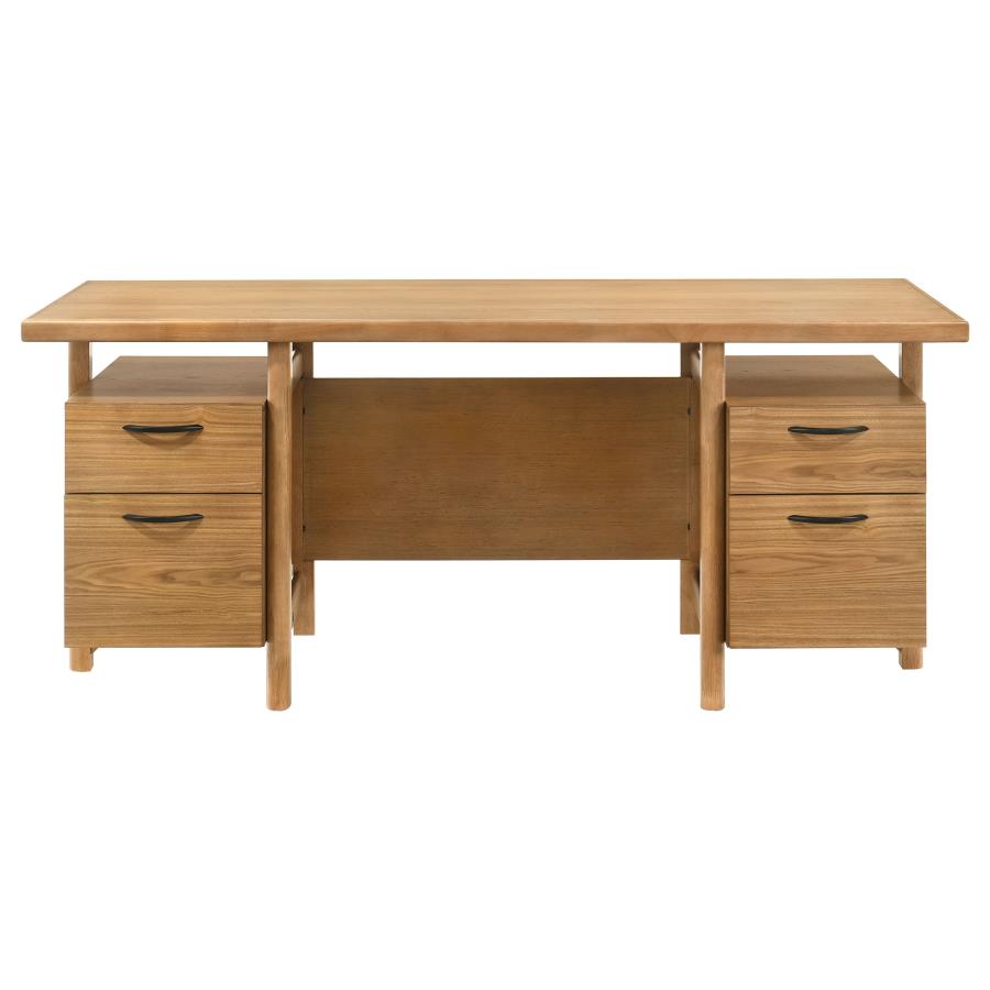 Home & Sleep Outlet - Roldan 69-inch 4-drawer Computer Desk with File Drawer Light Ash
