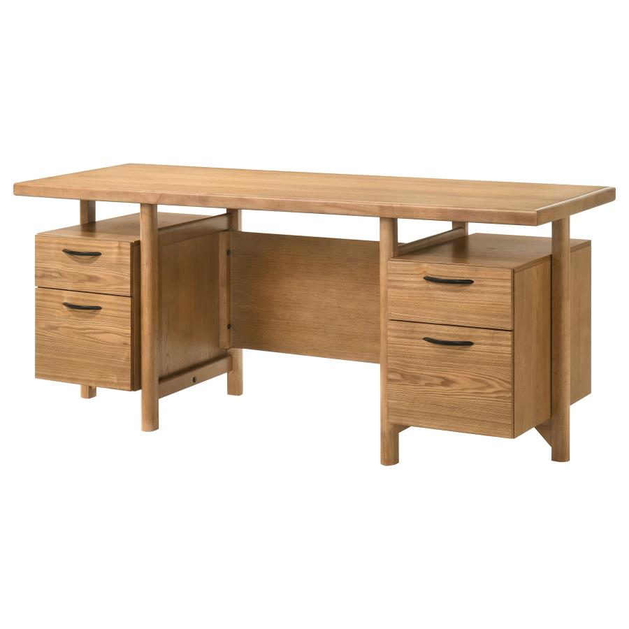 Home & Sleep Outlet - Roldan 69-inch 4-drawer Computer Desk with File Drawer Light Ash