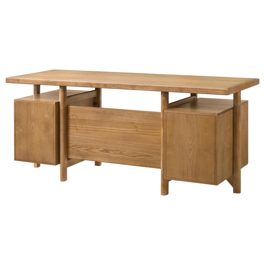 Home & Sleep Outlet - Roldan 69-inch 4-drawer Computer Desk with File Drawer Light Ash