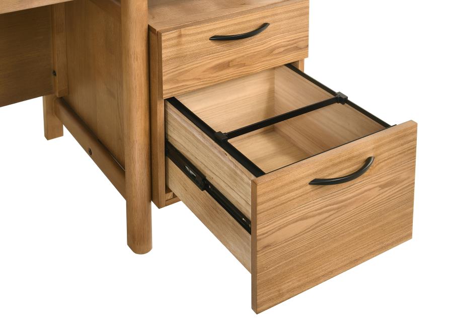 Home & Sleep Outlet - Roldan 69-inch 4-drawer Computer Desk with File Drawer Light Ash