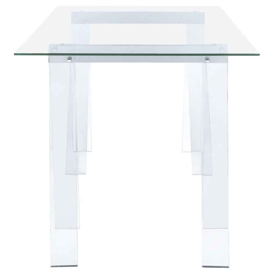Amaturo 59-inch Glass Top Acrylic Writing Desk Clear